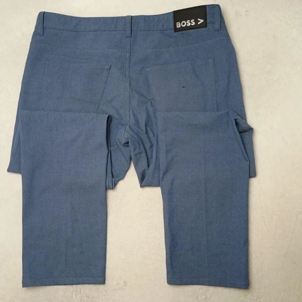 Hugo Boss Pants Men 35x32 Blue Delaware Slim Fit Microfiber Stretch Tapered Work